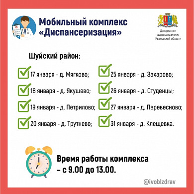 Передвижные медицинские комплексы посетят в январе 6 районов Ивановской области 