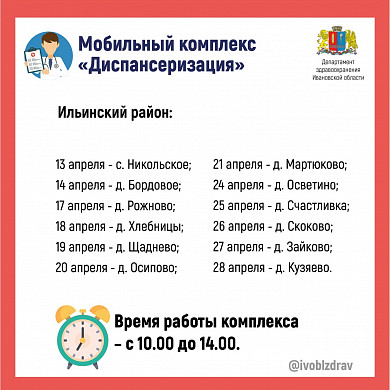В апреле мобильные медкомплексы посетят 7 районов Ивановской области