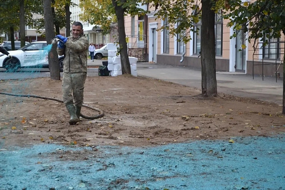  В Иванове «посинели» газоны на улице Громобоя 
