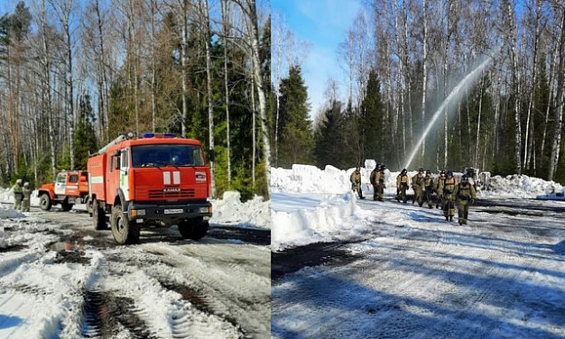 В регионе прошли учения по тушению лесных пожаров