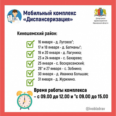 Передвижные медицинские комплексы посетят в январе 6 районов Ивановской области 