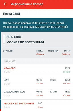 Ивановская «Ласточка» задержалась в пути на 1,5 часа