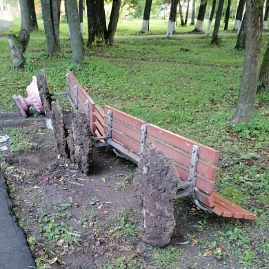 В Вичуге неизвестные повредили лавочки и урны в парке 