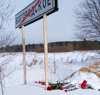Жители Богородского несут цветы в район катастрофы Ил-76