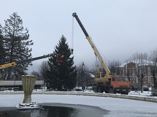 В Палехе установили 12-метровую новогоднюю ель