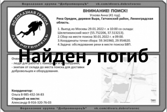 Найдено тело погибшей в крещенской проруби Анны Усковой