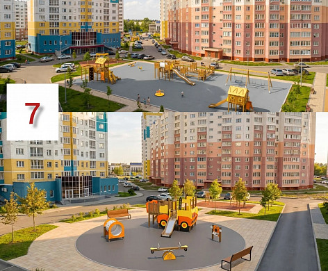  В Московском микрорайоне устанавливают новые игровые элементы 
