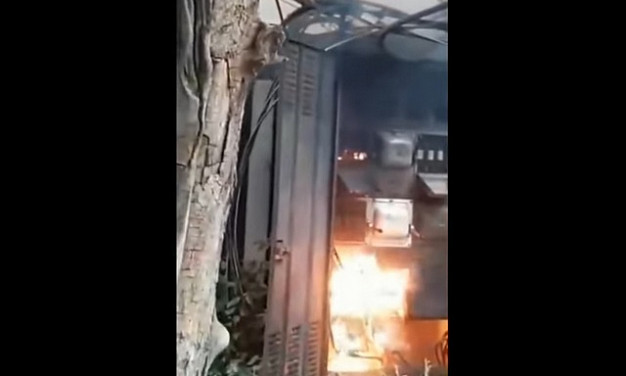 В Лежневе из-за пала травы загорелась трансформаторная подстанция